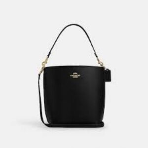 Coach Black Leather Bucket Bag with Gold Hardware